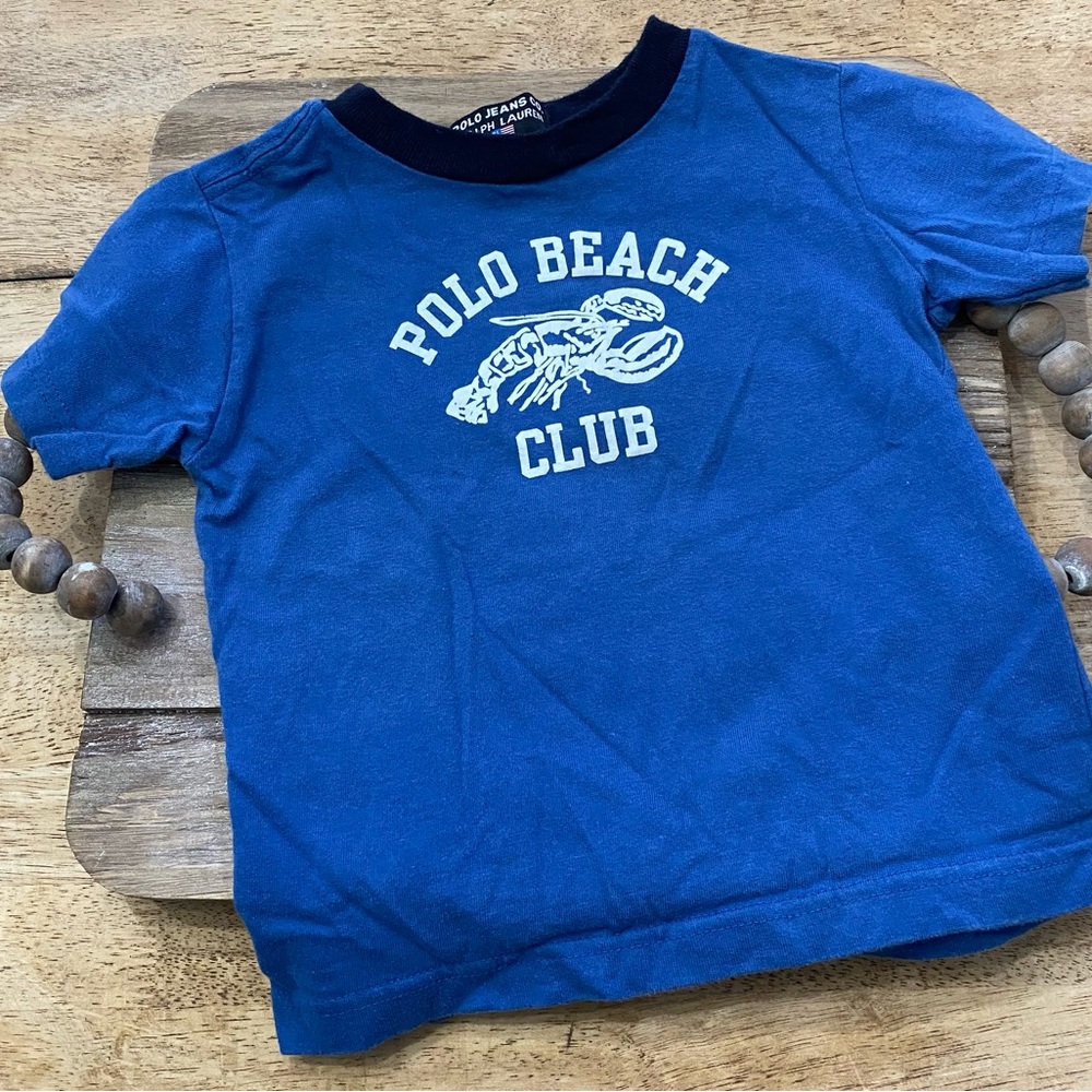 Vintage‎ Polo Jeans Co by RL Infant L (12-18 m) Blue Short Sleeve Graphic Tee